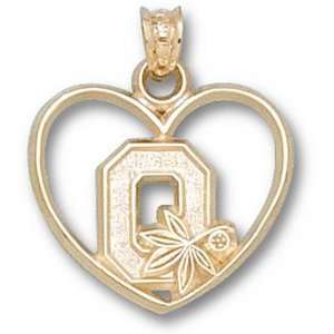 Ohio State Buckeyes 3/4in 10k Heart Pendant/10kt yellow gold