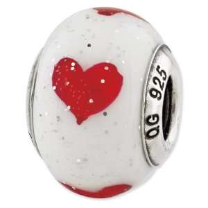    Sterling Silver Reflections Hearts Italian Glass Bead Jewelry