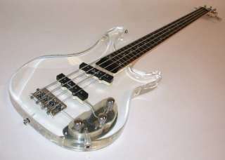 Galveston CLEAR SEE THROUGH Solid Body 4 String Jazz Bass Guitar 