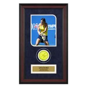  Lindsay Davenport Framed Autographed Tennis Ball with 