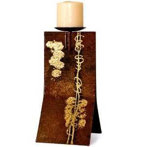  Glassware Signature Vines of Gold Series Deep Brown and Gold Leaf 