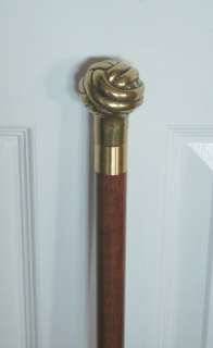 KNOT HANDLE BRASS WALKING CANE 35 Tall Stick ~ 2 Part Cane ~ FREE S/H 