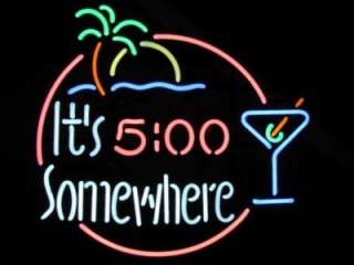 clock Somewhere 6 COLOR Neon Light Bar Beer Sign USA NEW its 5 