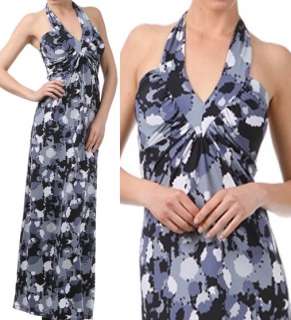 New Long Blue Grey Camouflage Maxi Dress 2606 Small XL  