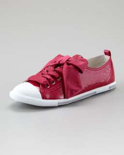 Low Top Patent Leather Sneaker, Magenta