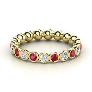  Pod Eternity Band, 14K Yellow Gold Ring with Ruby 