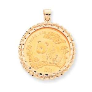  14k Gold 1 oz Mounted Panda Coin Bezel Pendant Jewelry