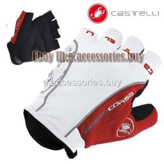 Castelli Rosso Corsa Bike Cycling Bicycle Fingerless Gloves Red/White 