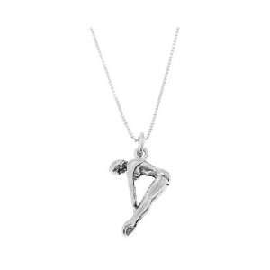  Silver Three Dimensional Pike Position Female Diver Necklace Jewelry