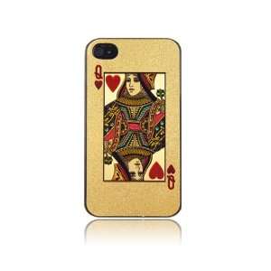  Gold Queen of Heart Playing Card Hard Plastic Case for 