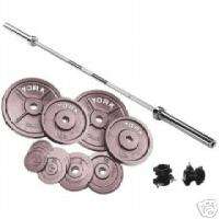 York Barbell 255 lb Vinatage Milled Olympic weight set  