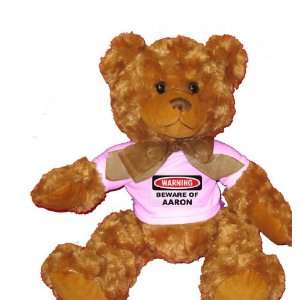   Beware of Aaron Plush Teddy Bear with WHITE T Shirt Toys & Games