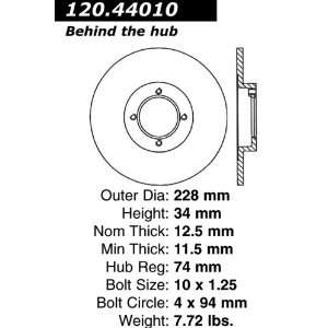  Centric Parts 120.44010 Premium Brake Rotor with E Coating 