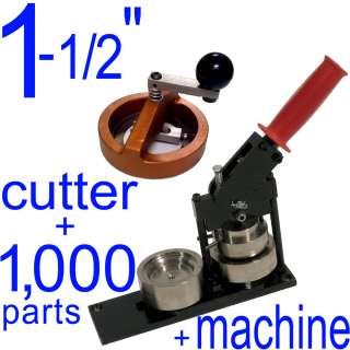   BUTTON MAKER MACHINE + Fixed Rotary Circle CUTTER + 1,000 PARTS  