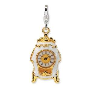  Amore La Vita Sterling Silver Gold Plated Clock Charm with 