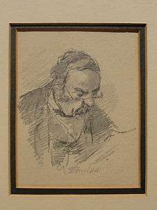 Walter Shirlaw c.1880 male portrait drawing American artist  