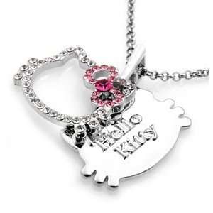  HELLO KITTY TAG CRYSTAL NECKLACE PENDANT NEW & HOT 