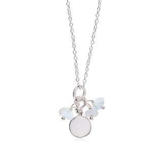  Moonstone Cluster, Sterling Silver Disc Charm Necklace 