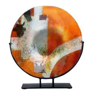   and Orange Large Round Fused Glass Platter Charger