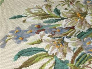   Completed Needlepoint Canvas Tapestry Lily Floral Petit Point  