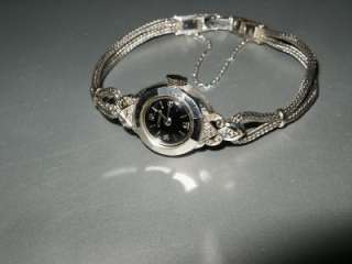 Vintage Ladies Wittnauer 14k White Gold Diamond Watch  