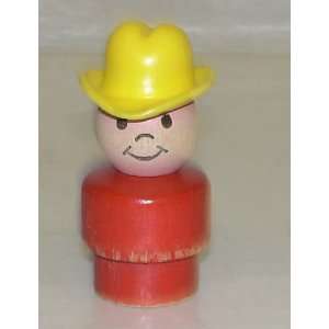  Vintage Wooden Fisher Price Little People RED Cowboy w 