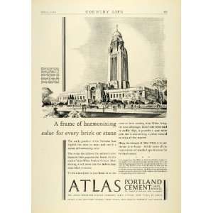  1929 Ad Atlas Portland Cement Nebraska State Capitol Building 