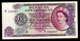 BERMUDA   1964   P22   10 POUNDS   VF/XF  