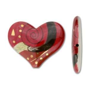  30x34mm Porcelain Red Hypnotic Heart