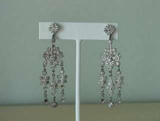 EXQUISITE ART DECO FRENCH PASTE CHANDELIER EARRINGS~2 1/4 LONG MULII 