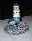 Vintage LIGHTHOUSE Fish tank Ornament On Rock Bed Blue and White