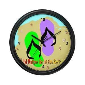  Id Rather Be At The Beach Humor Wall Clock by  