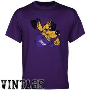 NCAA Wisconsin Stevens Point Pointers Purple Distressed Logo Vintage T 