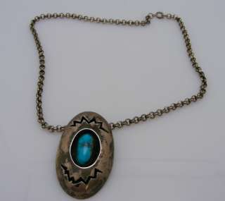 Sterling Silver Native Turquoise Necklace & Pendant  