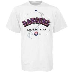 Majestic Texas Rangers White Baseball Club T shirt  Sports 