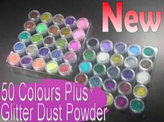 50 Colour Plus Glitter Dust Powder Nail Art Deluxe Set  
