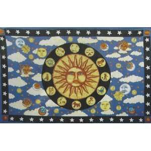  Tapestry ~ Horizontal Zodiac Sun ~ 100% Cotton ~ Approx 82 