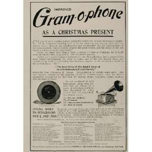  1898 Ad Gram O Phone Gramophone Phonograph Christmas 