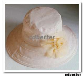 Church Wedding Garden Womens Flower Wide Brim Hats Caps  