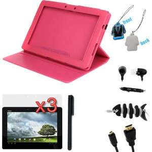 Folio Case with Built in Stand + 3 X LCD Screen Protector + Micro HDMI 