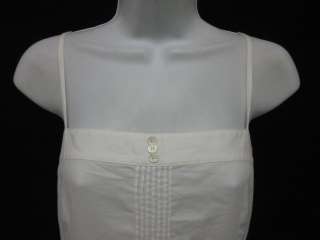 DKNY White Cotton Pleated Spaghetti Strap Dress Sz 6  