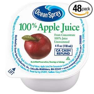 Ocean Spray No Thaw Apple 100% Juice, 4 Ounce Cups (Pack of 48)