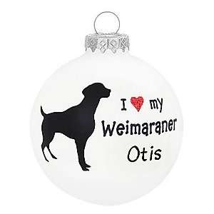  Personalized I ♥ My Weimaraner Glass Ornament