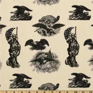  44 Wide US Army Tossed Eagles Cream Fabric By The Yard 