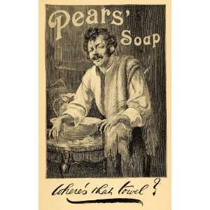  1895 Ad Pears Toilet Bath Soap Face Washing Man Towel 