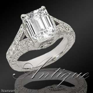 99 Emerald Diamond Vintage Engagement Ring E SI1 EGL  