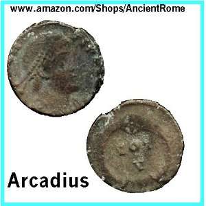   ARCADIUS. VOT V in Wreath. Ancient Roman Coin. 