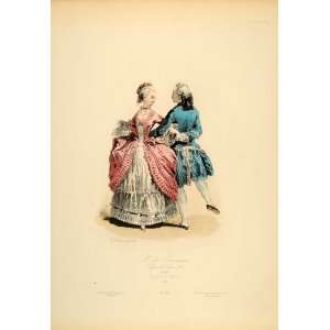 1870 French Fashion Louis XV Dress Lady Minuet Dance   Original Copper 