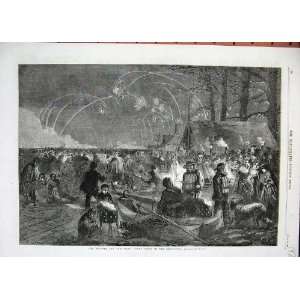   1861 Night Scene Serpentine Fireworks Torchlight Fire