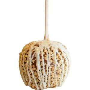 Caramel Apple with Peanuts and White Chocolate Drizzle  